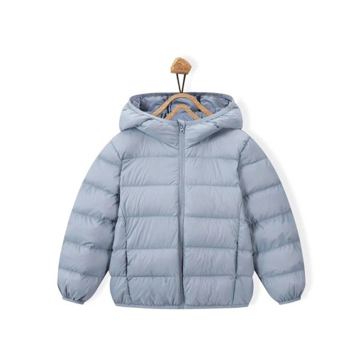 Casaco de Inverno Unisex para Crianças com Fecho e Capuz Casaco de Nylon Quente para o Frio Casaco de Inverno Leve e Aconchegante para Rapazes e Raparigas