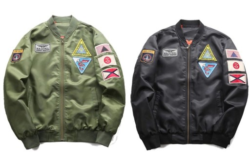 Casaco de piloto masculino com bordados J1434