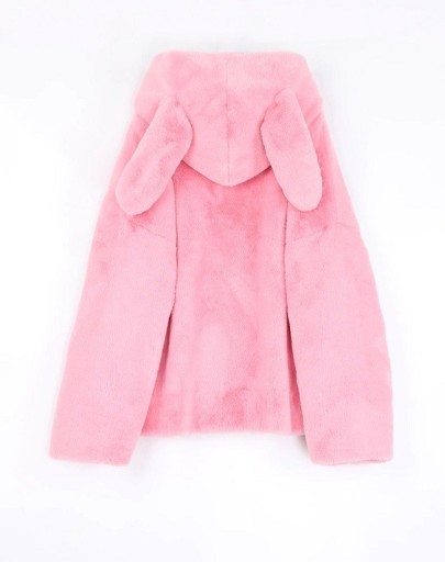 Casaco peludo feminino com orelhas P1740