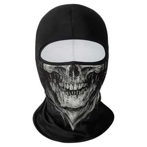 Cască balaclava cu motiv realist de skull 42,5 x 23 cm poliester negru protecție pentru față împotriva soarelui și prafului pentru sport