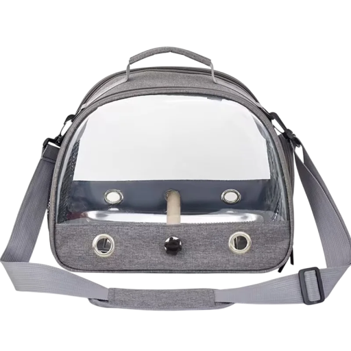 Cască portabilă pentru păsări 33 x 24 x 26 cm Casă de călătorie pentru papagali cu bol din inox, băț de odihnă, curea de umăr 75 x 135 cm