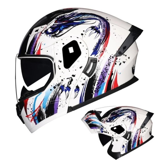 Casco de moto integral unisex abatible ABS+PC certificación DOT en diseño multicolor