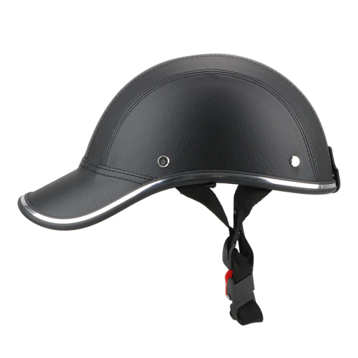 Casco de motocicleta negro de medio casco con visera Casco elegante para motociclistas Circunferencia ajustable 55-62 cm Casco de motocicleta abierto protector