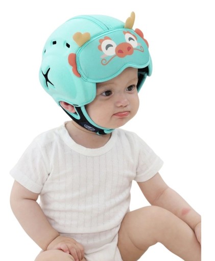 Casco infantil protector de cabeza contra lesiones por caídas Espuma microporosa nylon y poliéster Color menta Para bebés que gatean y caminan