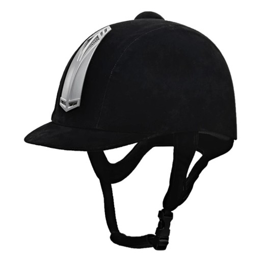 Casco para caballo con banda de ventilación tamaño 56 para cabeza de 52-54 cm construcción ABS EPS recubrimiento de terciopelo negro para pista y campo