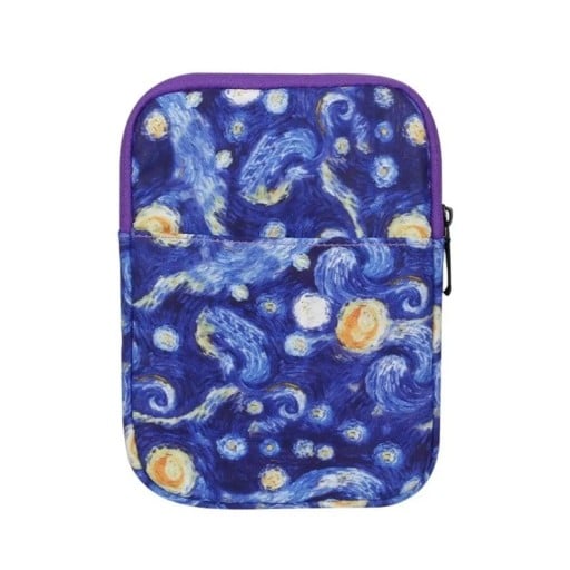 Case for E-Reader with Zip 15 x 21 cm Polyester Padded Blue-Purple with Star Print for Backpack and Bag