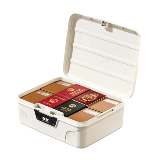 Cash Box with Numeric Code 26x22.5x12cm ABS Lockable Security Box with 4-Digit Lock for Saving Coins and Valuables