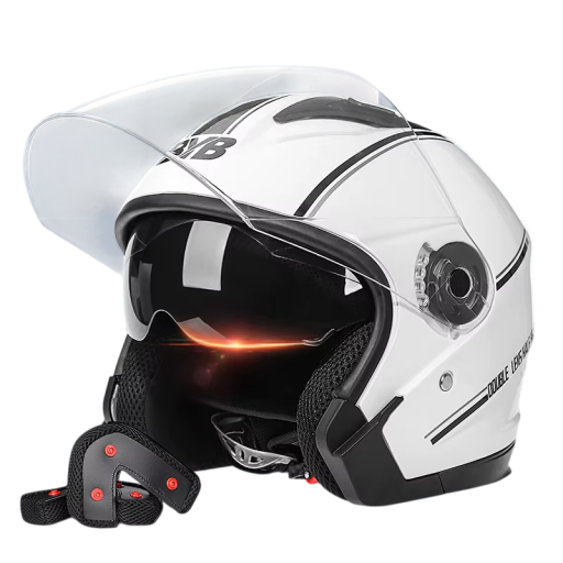 Casque de moto à mentonnière en ABS avec visière double Climatiseur solaire intégré Ventilation réglable Tour de tête 56–62 cm