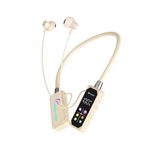Casque sans fil avec col et écran LED Bluetooth 5.4 charge via USB-C étanche pour le sport et l'écoute quotidienne de musique