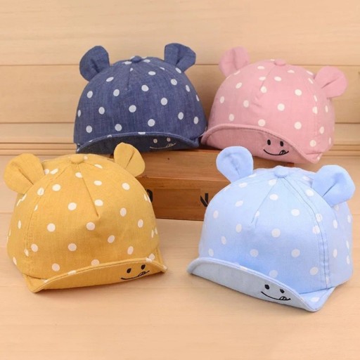 Casquette à pois pour enfants avec oreilles