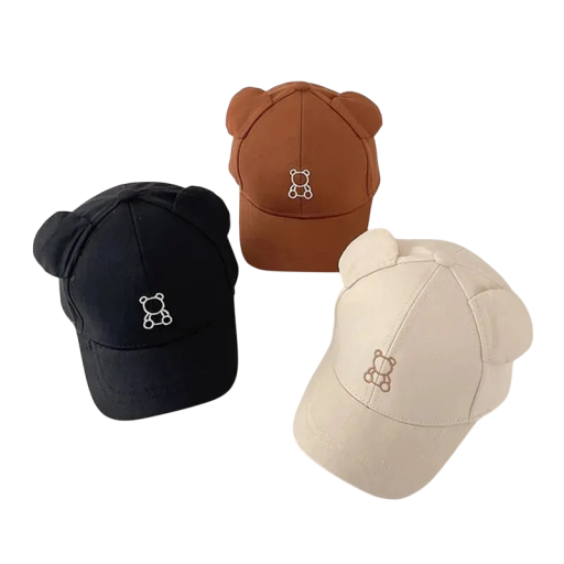 Casquette enfant ours avec oreilles 6–24 mois Circonférence de tête 47–49 cm Casquette ajustable