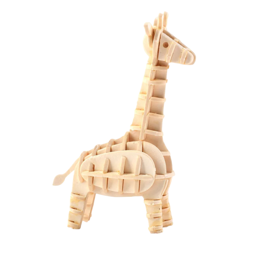 Casse-tête 3D en bois Girafe 46 x 22 x 67 mm Modèle animal DIY Casse-tête pour enfants et adultes Assemblage manuel Cadeau décoratif Création créative