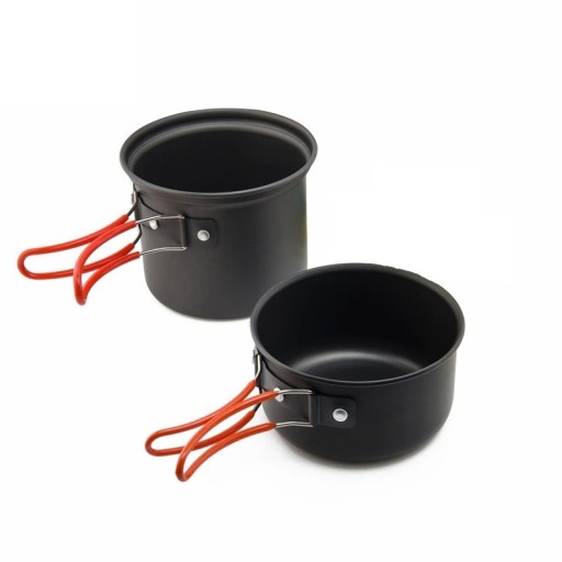 Casseroles de camping noires 2 pcs
