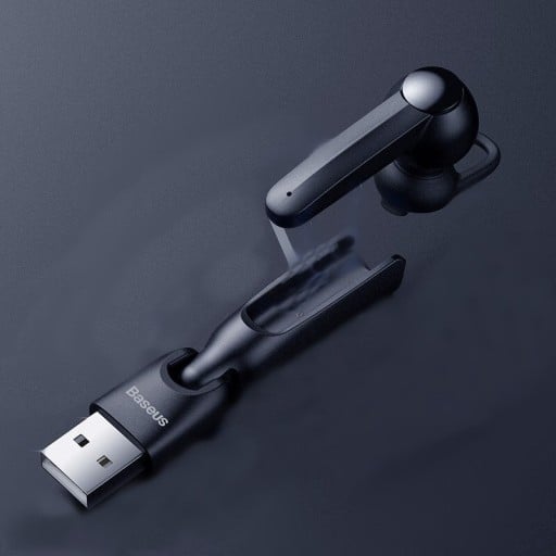 Căști wireless handsfree cu microfon pentru apeluri telefonice și redare muzică Bluetooth 5.0 Rază 10 m Încărcător USB Adaptor USB-C Negru
