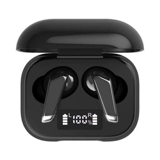 Căști wireless in-ear cu microfon Bluetooth 5.0 Control al muzicii și volumului Asistent vocal Cutie de încărcare cu ecran Negru