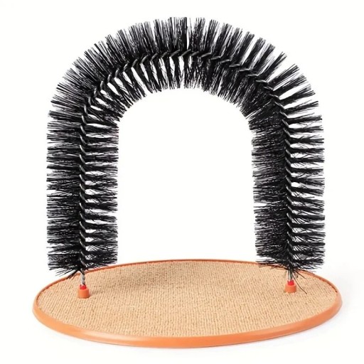 Cat Massage Arch with Scratching Post 36x34x28.5 cm Coat Care Massage Brush Interactive Toy Self-Cleaning Fur