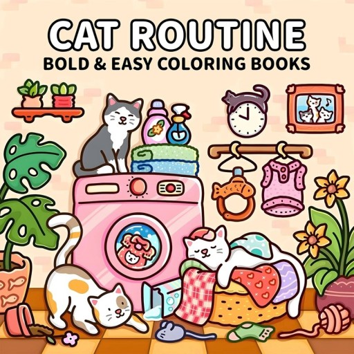 Cat Routine Colouring Books Simple Drawing 20 x 20 cm Single-Sided Printing Quality Paper for Children and Adults