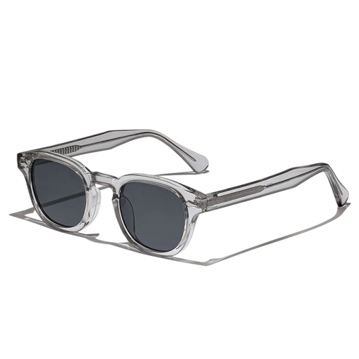 Caterside Retro Sonnenbrille Unisex UV400 Schutz Breite 138 mm und Brille 45 mm Kunststoff grauer Rahmen und dunkle Brille Für Reisen und die Stadt