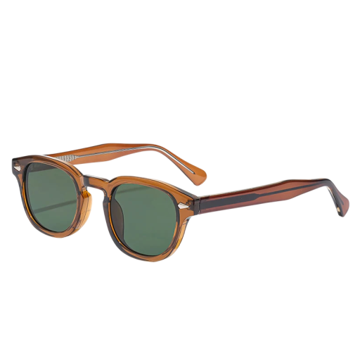 Caterside Retro Unisex Sonnenbrille UV400 Schutz Breite 138 mm und Brille 45 mm Kunststoff brauner Rahmen und grüne Brille Für Reisen und die Stadt