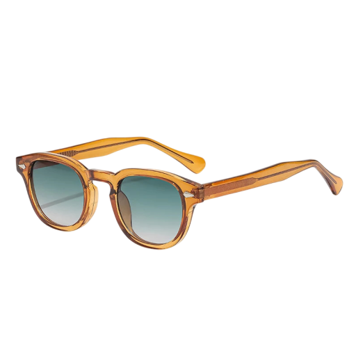 Caterside Retro Unisex Sonnenbrille UV400 Schutz Breite 138 mm und Brille 45 mm Kunststoff orange Rahmen und grüne Brille Für Stadtbesuche