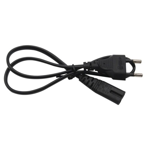 Cavo di alimentazione di rete 63 cm Spina Euro e connettore a due poli IEC C7 per dispositivi con ingresso a forma di otto Isolamento in PVC Nero