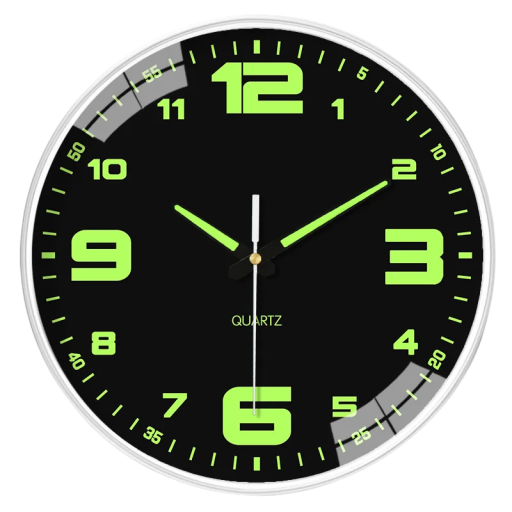 Ceas de perete 20 cm Cu cifre și ace luminoase în întuneric Ceasuri analogice de perete Decorațiune modernă pentru dormitor, living, birou