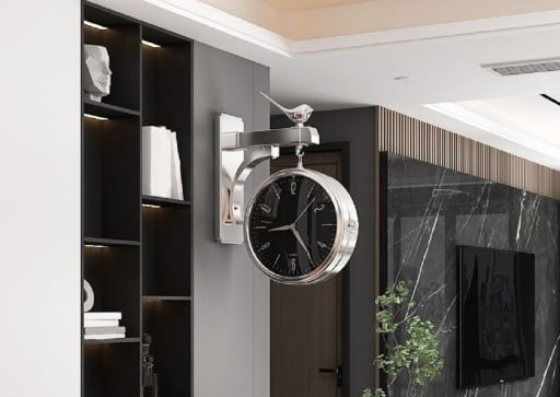 Ceas de perete pe consolă cu decorațiune decorativă Ceas analogic cu cadran perpendicular pe perete Metal și rășină Funcționează cu baterie AA