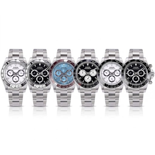 Ceasuri de mână automate pentru bărbați de lux Cronograf cu tachimetru Sticlă de safir Rezistente la apă 50 m Carcasă de 39 mm