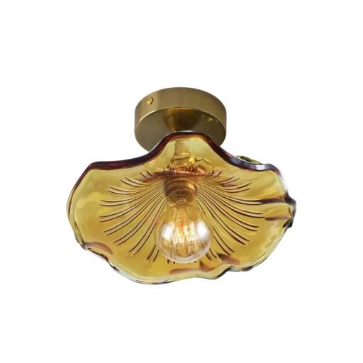 Ceiling Light 19 x 23 cm with a Base of 10 cm, Glass Shade in the Shape of a Chalice, E27 Socket, for Hallway, Kitchen or Corridor