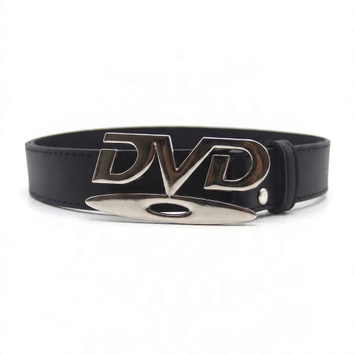 Ceinture avec boucle décorative DVD Longueur 105 cm Largeur 2,8 cm Cuir synthétique polyuréthane Boucle en aluminium Noire avec boucle argentée
