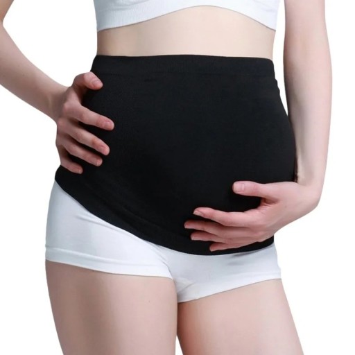 Ceinture de soutien de grossesse noire Ceinture de dos sans couture pour le soutien du ventre Ceinture de grossesse élastique pour la stabilisation du dos et un port confortable