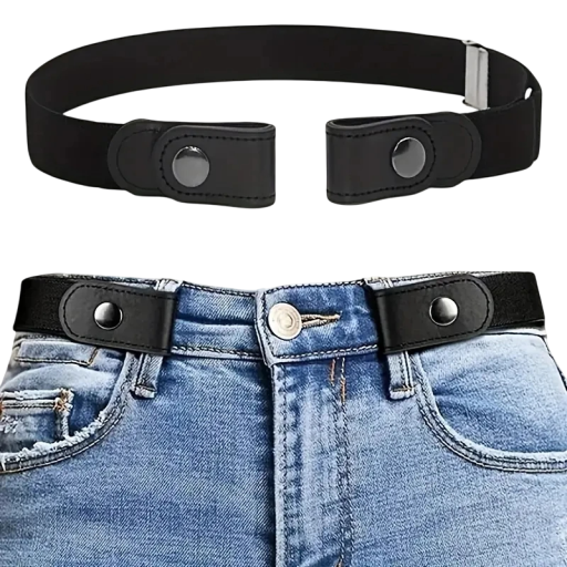 Ceinture élastique noire sans boucle 60–95 cm Ceinture invisible pour pantalons Ceinture plate réglable pour femmes et hommes Confortable à porter