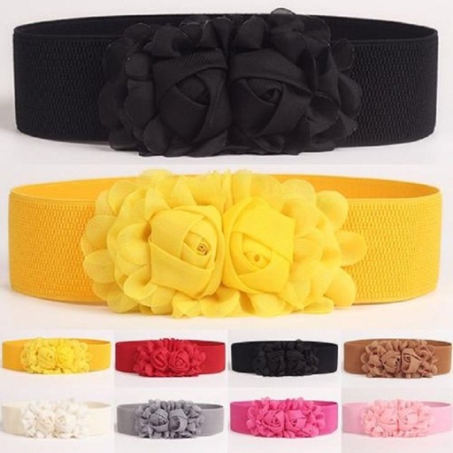 Ceinture élastique pour femme avec fleur