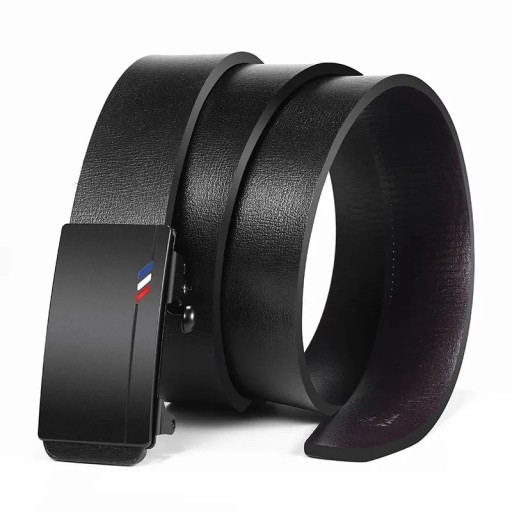 Ceinture élégante pour homme en cuir PU avec boucle automatique Largeur 3,4 cm Circonférence réglable Accessoire moderne pour costume