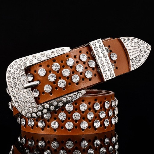 Ceinture en cuir moderne avec des pierres précieuses luxueuses J3049
