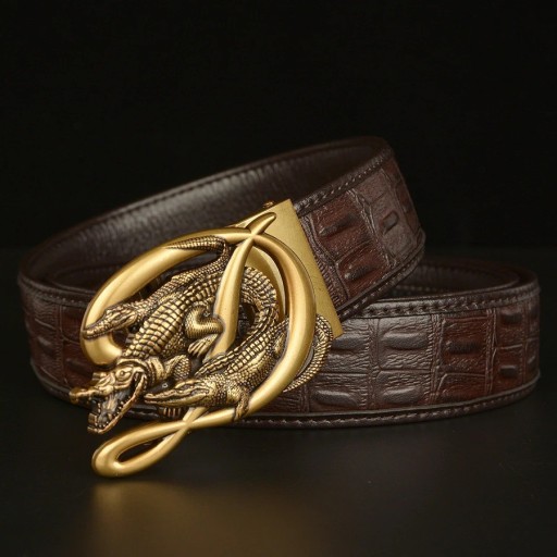 Ceinture en cuir pour homme avec crocodiles