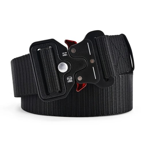 Ceinture en nylon pour homme 125 x 3,8 cm Ceinture tactique résistante avec boucle métallique à dégagement rapide Ceinture réglable pour uniforme Pantalons Équipement
