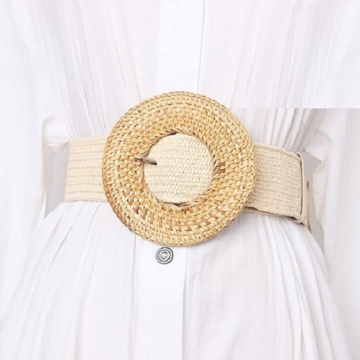Ceinture en paille pour femme avec grande boucle