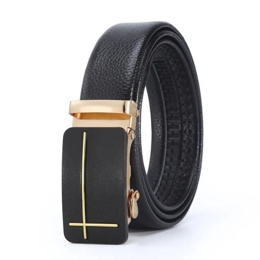 Ceinture noire pour homme en cuir PU avec boucle automatique Design élégant Longueur ajustable Accessoire stylé pour costume et usage quotidien