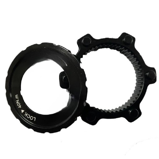Center Lock bremsemutter 44 mm 16 riller til Center Lock system indvendig diameter 30,9 mm sort til cykler