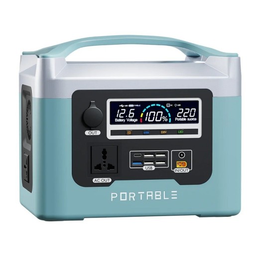 Central eléctrica portátil con batería de Li-Ion 800W 600Wh Generador solar exterior 29,5 x 20 x 29 cm
