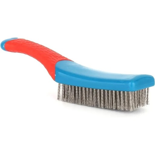 Cepillo de alambre de acero inoxidable con mango de plástico Cepillo de limpieza duradero para óxido, pintura y soldaduras Cepillo de alambre para superficies metálicas y lugares difíciles de alcanzar