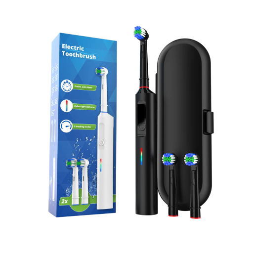 Cepillo de dientes eléctrico rotatorio inteligente, 3 modos, carga USB tipo C, diseño impermeable, compatible con cabezales de repuesto.
