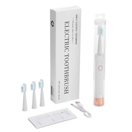 Cepillo de dientes sónico eléctrico recargable 38 000 vibraciones/min 6 modos IPX7 a prueba de agua carga USB 4 cabezales suaves ABS Nylon
