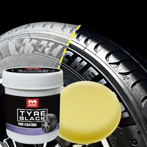 Cera hidratante para neumáticos 150 g Cera protectora contra el envejecimiento y la decoloración Restauración del color negro Con esponja para aplicación Cuidado de las ruedas
