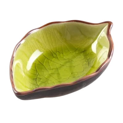 Ceramiczna miska 10 x 7,5 x 3 cm Mały spodek na sos sojowy i ocet Glazura lodowa Wzór liścia Kreatywne przybory kuchenne