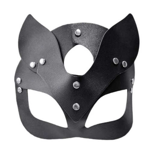 Černá mechanická poloviční maska Catwoman na cosplay a karneval Maškarní halloweenská maska pro dospělé Strašidelná rekvizita