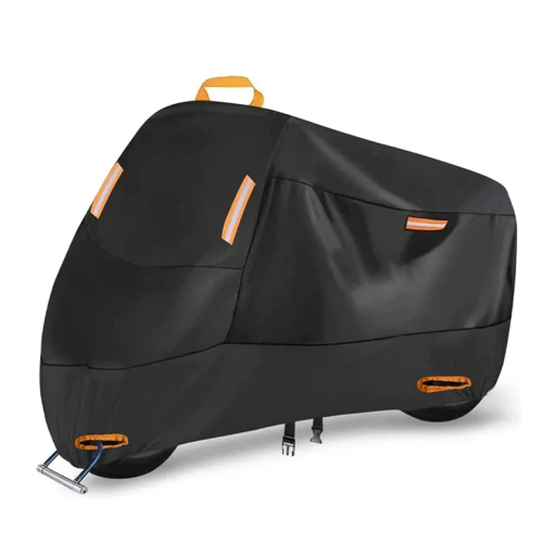 Černý outdoorový voděodolný kryt na motocykl 200 x 90 x 100 cm Ochranný potah proti dešti prachu a UV záření Elastický obal na motorku