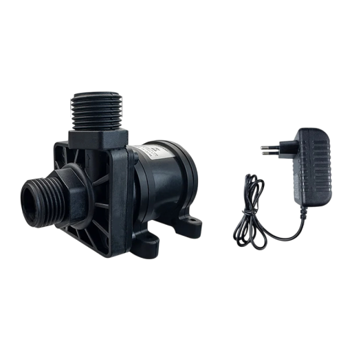 Čerpadlo 12 V s adaptérem 220 V Bezkartáčový motor Závitová hrdla 1/2 palce 20 mm Průtok 700 l/h Zdvih 5 m Příkon 14 W Krytí IP68 Černé