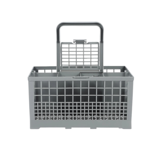 Cesta para cubiertos para lavavajillas 24 x 14 x 12 cm Gris Plástico Contenedor de almacenamiento con asa Compatible con Bauknecht Whirlpool Indesit Hotpoint
